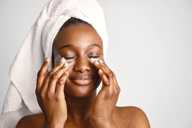 black girl with towel head has eye patches isolated white background 1157 52269