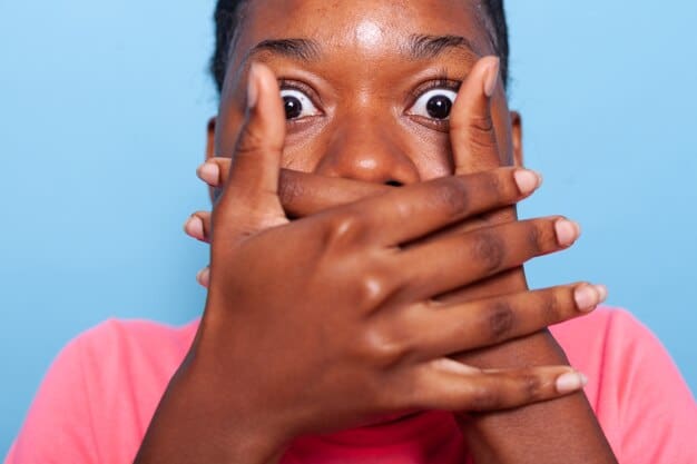 closeup african american young woman covering mouth having shocked facial expressions 482257 24304